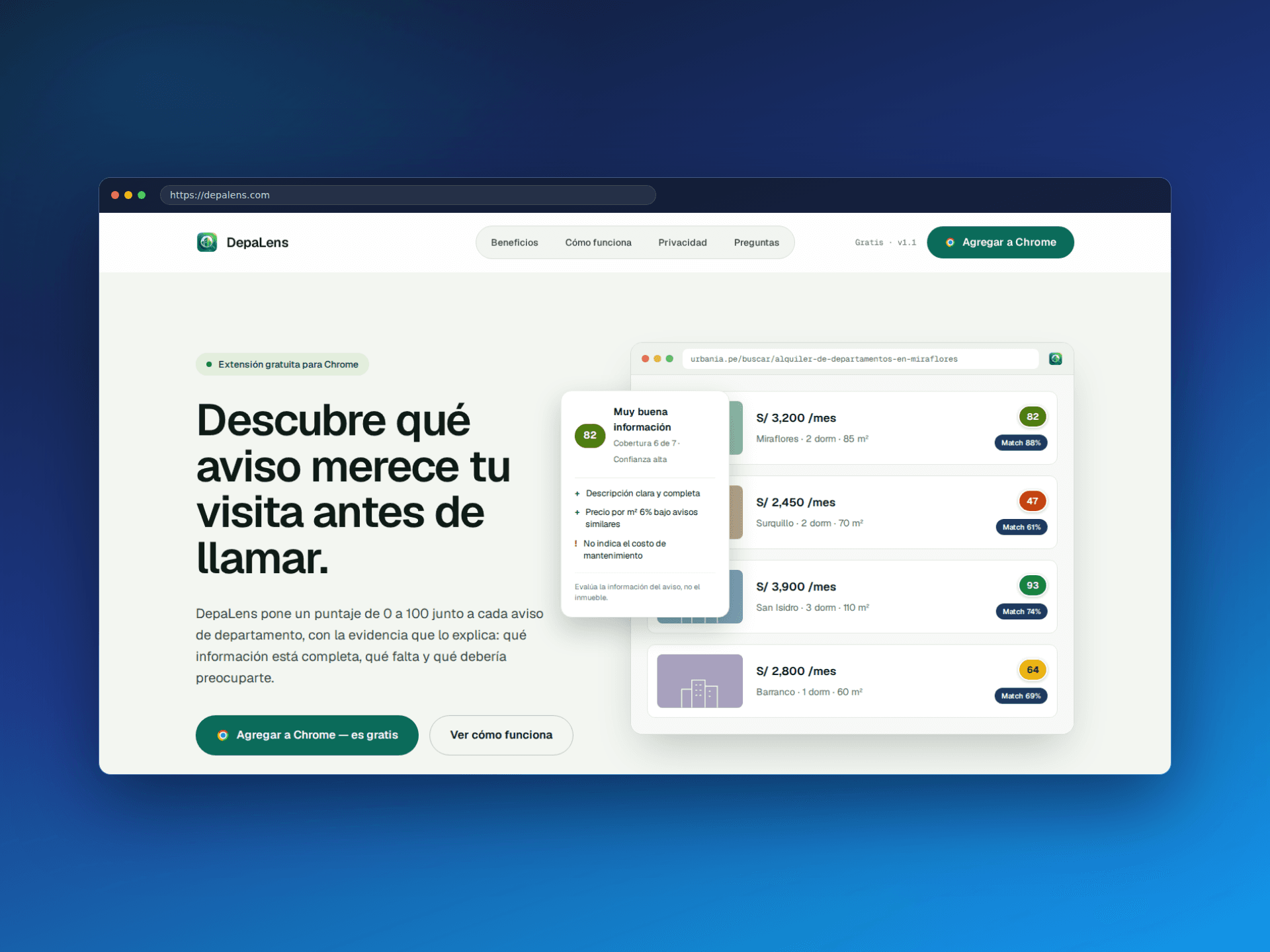 Captura del proyecto DepaLens