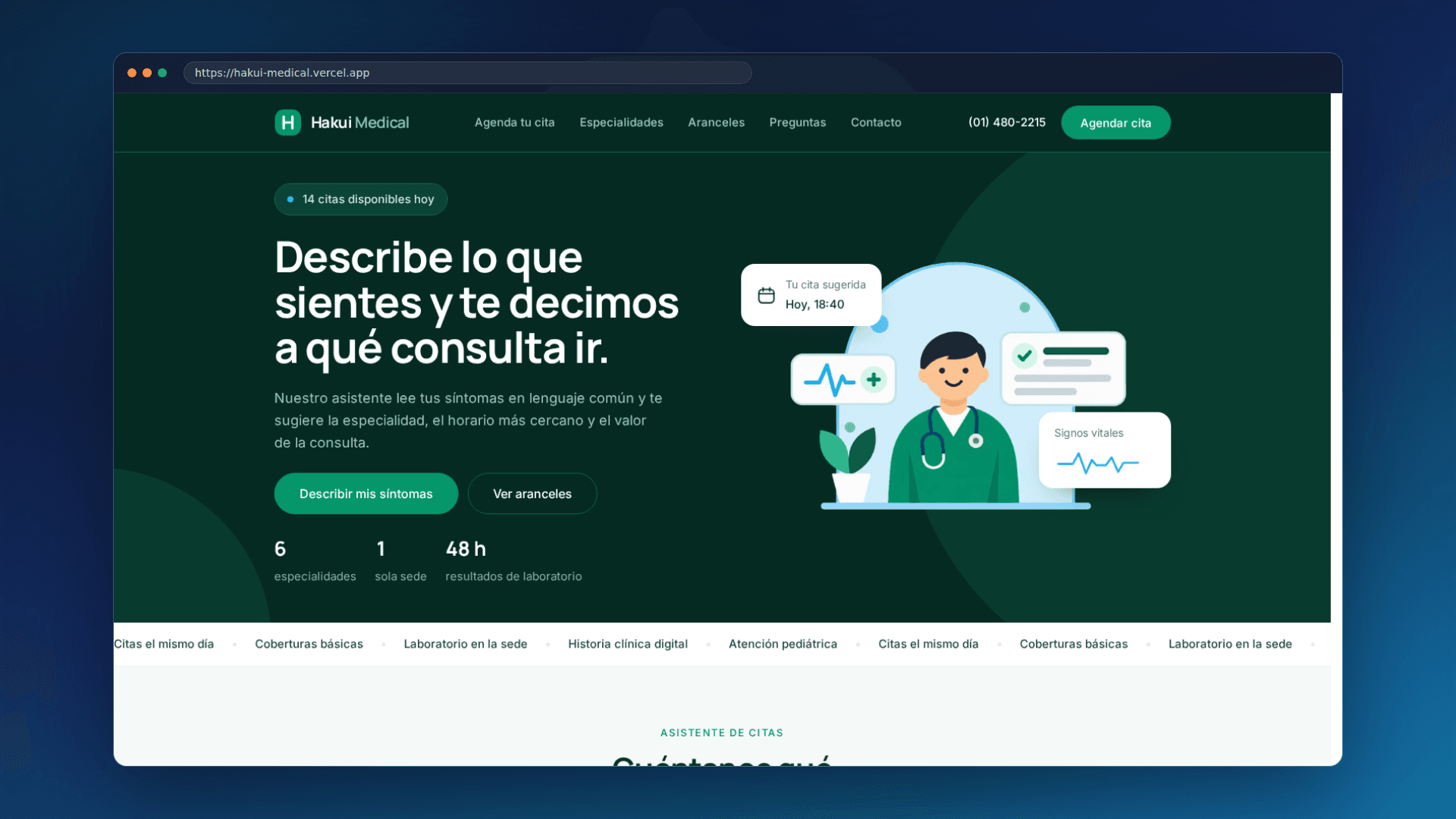 Captura del proyecto Hakui Medical